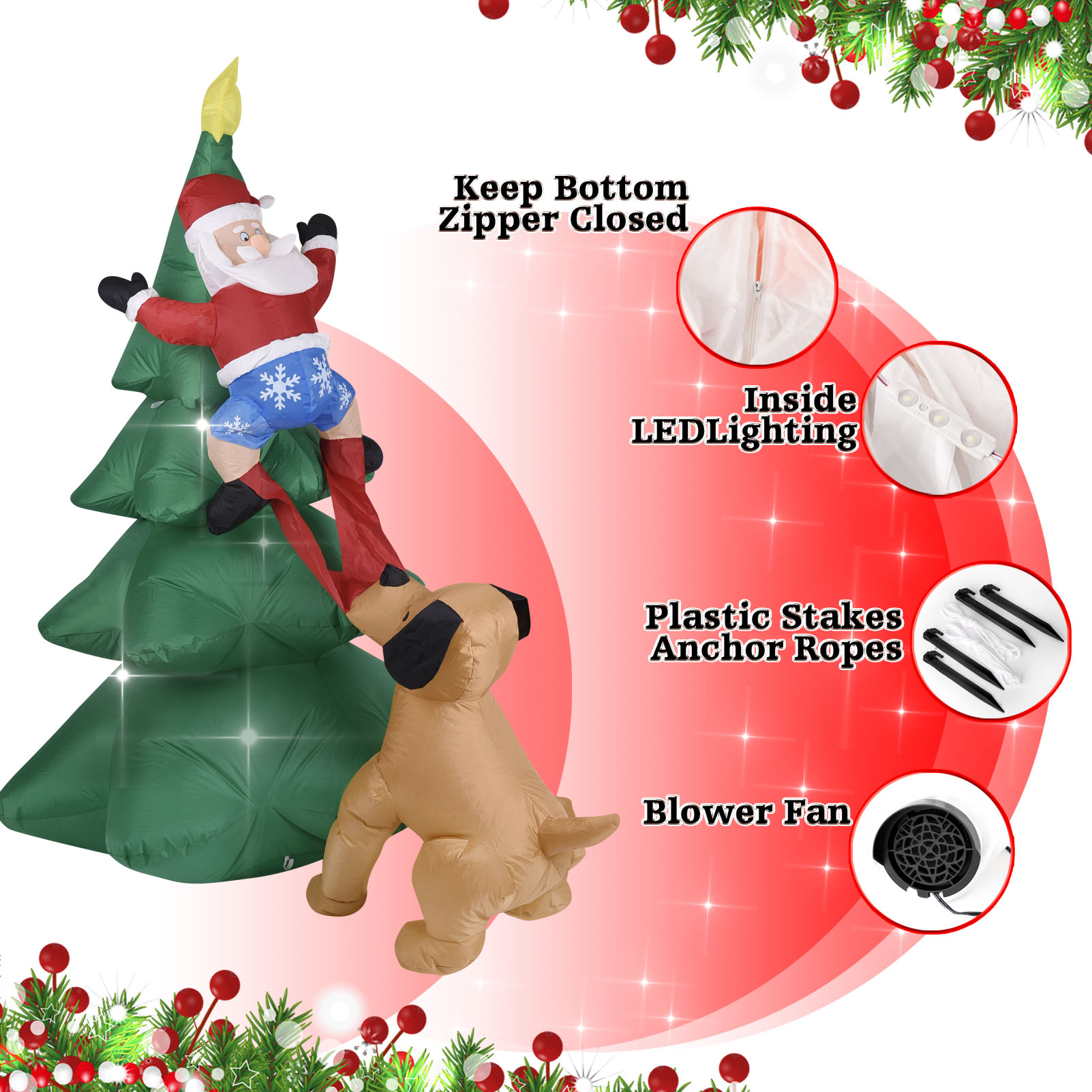 Perro inflable de Navidad con  - Home Decor Lighting Tree reseña y precio